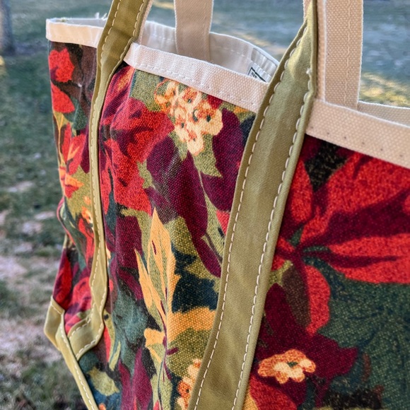 Vintage 90s LLbean boat and tote foliage floral leaves made in USA purse bag - Picture 4 of 15